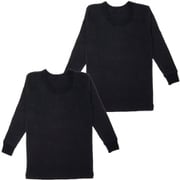 4924252 [男の子用 キッズジュニア 長袖インナー 2枚組 黒 綿100％厚地 120cm]