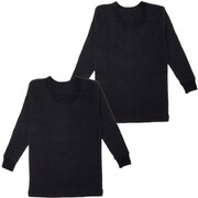 4924254 [男の子用 キッズジュニア 長袖インナー 2枚組 黒 綿100％厚地 140cm]