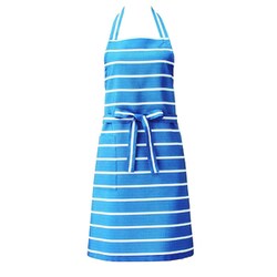 ボーダー胸当てエプロン ブルー APK912-98
