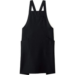 バッククロス胸当てエプロン フリー ブラック FK7163-16