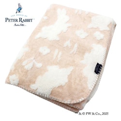 ふんわりあったかひざ掛け ピーターラビット（TM） フランネル ジャガード織り 裏面シープボア ベージュ 約70×100cm PRQK1231-96