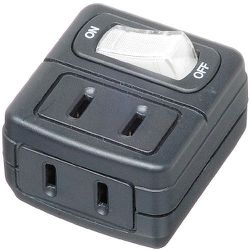 省エネタップ 2個口 黒 定格入力:125V 15A 合計1500Wまで YZFU210B