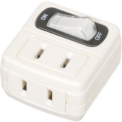 省エネタップ 2個口 白 定格入力:125V 15A 合計1500Wまで YZFU210W