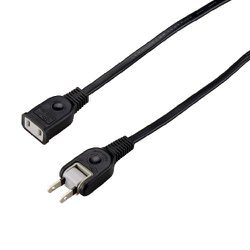 耐トラ付延長コード 1個口 0.5m ブラック 定格入力:125V 15A 合計1500Wまで YZ1005BK