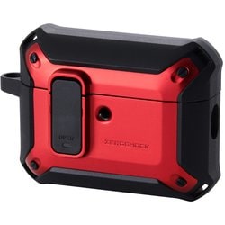 AirPods Pro 3 ケース MagSafe対応 ZEROSHOCK 3構造衝撃吸収 ロック機能 カラビナ付 落下防止 レッド AVA-AP07ZEROLRD