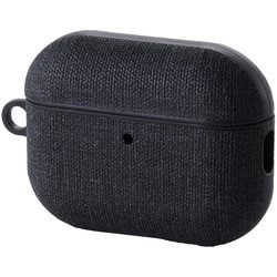AirPods Pro 3 ケース MagSafe対応 ファブリック調 TPU 耐衝撃 ストラップ付 落下防止 ブラック AVA-AP07CCBK