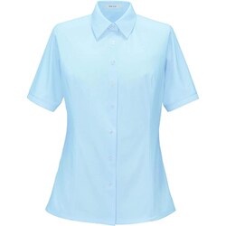 半袖シャツブラウス 19号 サックス ESB873-6