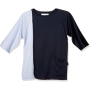 検診衣(カブリ前開き型) 3L ネイビー×サックス 7035SK-2