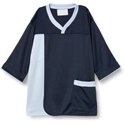 検診衣(プルオーバー前開) L ネイビー×サックス 7075SK-7