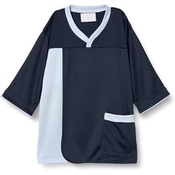 検診衣（プルオーバー前開） 3L ネイビー×サックス 7075SK-7