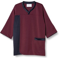 検診衣（プルオーバー前開） L バーガンディ×ネイビー 7075SK-16