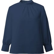 スタンドギャザー八分袖ブラウス 9号 ネイビー EWB755-2