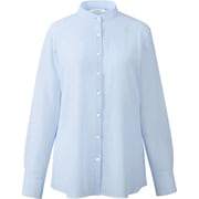 長袖スタンドカラーブラウス 11号 サックス EWB799-6