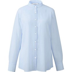 長袖スタンドカラーブラウス 17号 サックス EWB799-6