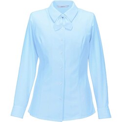 長袖リボンブラウス 13号 サックス EWB872-6