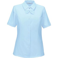 半袖リボンブラウス 9号 サックス ESB874-6