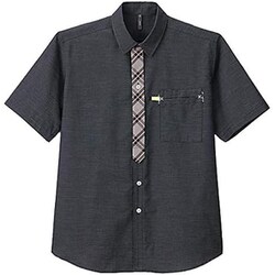 半袖チェックシャツ（男女兼用） L ネイビー CSY124-2