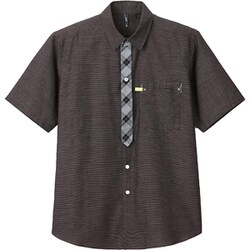 半袖チェックシャツ（男女兼用） 3L ブラウン CSY124-3