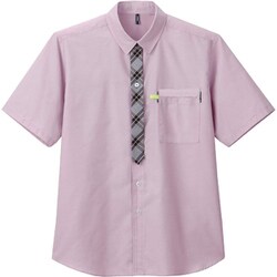 半袖チェックシャツ（男女兼用） S ピンク CSY124-9