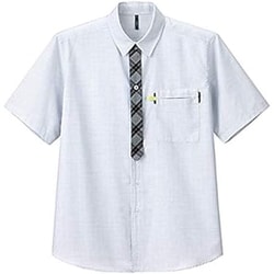 半袖チェックシャツ（男女兼用） MS ホワイト CSY124-11