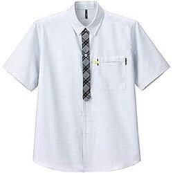 半袖チェックシャツ（男女兼用） M ホワイト CSY124-11