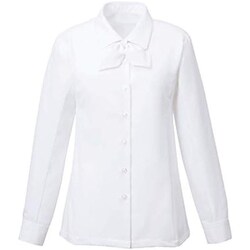 長袖リボン付きブラウス 15号 ホワイト EWB386-11