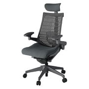 Act2(アクト2) エラストマ―バック 可動ヘッドレスト 4D可動肘 ランバーサポート付 ベース/オフブラック 張地/ダークグレー 樹脂脚 ウレタンキャスター 受注生産品 KJ427PSEMWC3W2Y