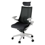 Act2（アクト2） メッシュバック 可動ヘッドレスト 4D可動肘 ランバーサポート付 ベース/ライトグレー 張地/ブラック 樹脂脚 ウレタンキャスター 受注生産品 KJ-457JVEMGNT1Y