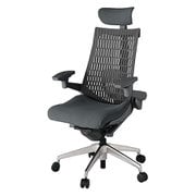 Act2（アクト2） エラストマ―バック 可動ヘッドレスト 4D可動肘 ランバーサポート付 ベース/オフブラック 張地/ダークグレー アルミ脚 ウレタンキャスター 受注生産品 KJ427PSEMZDCW2Y