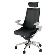 Act2（アクト2） メッシュバック 可動ヘッドレスト 4D可動肘付 ベース/ライトグレー 張地/ブラック アルミ脚 ナイロンキャスター 受注生産品 KJ-477JVE-ZNT1Y