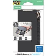 AQUOS sense10用 ケース 手帳型 カバー マグネット フラップ 衝撃吸収 スタンド機能付 ハンドストラップ付 ブラック PM-S253PLFY4BK
