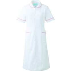 ワンピース半袖 M ホワイト×ピンク 021-23