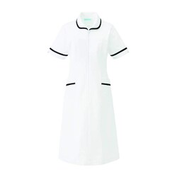 ワンピース半袖 M ホワイト×ネイビー 021-28