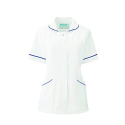 レディスジャケット半袖 3L ホワイト×ネイビー 100-28