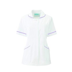 レディスジャケット半袖 LL ホワイト×パープル 100-29