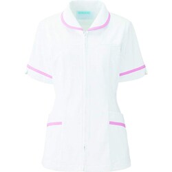 レディスジャケット半袖 LL ホワイト×ピンク 101-23