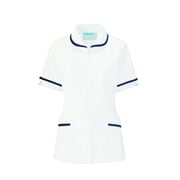 レディスジャケット半袖 S ホワイト×ネイビー 101-28