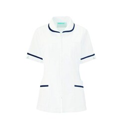 レディスジャケット半袖 LL ホワイト×ネイビー 101-28