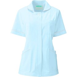 レディスジャケット半袖 4L サックス×ホワイト 100-21