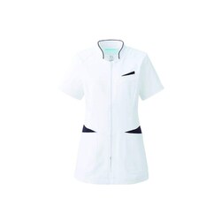 レディスジャケット半袖 LL ホワイト×ネイビー 054-28