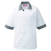 兼用コックシャツ五分袖 SS ブラック×ホワイト 424-25
