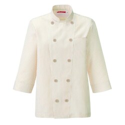 コックシャツ SS ベージュストライプ 681-32