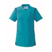 レディススクラブ（前開き） 5L ターコイズ×ネイビー 972-42