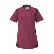 レディススクラブ（前開き） 5L ワイン×ネイビー 972-45