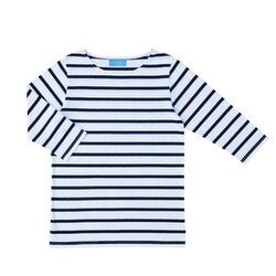 ボーダーTシャツ七分袖 SS ホワイト×ネイビー HM25-40