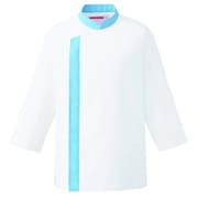 兼用コックシャツ七分袖 SS ホワイト×サックス APK215-11