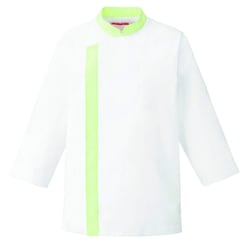 兼用コックシャツ七分袖 SS ホワイト×ミントグリーン APK215-12