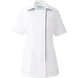 レディスジャケット半袖 S ホワイト×ネイビー 081-28