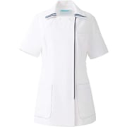 レディスジャケット半袖 S ホワイト×ネイビー 081-28