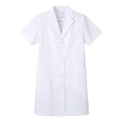 女子シングル半袖診察衣 L ホワイト KEX-5132